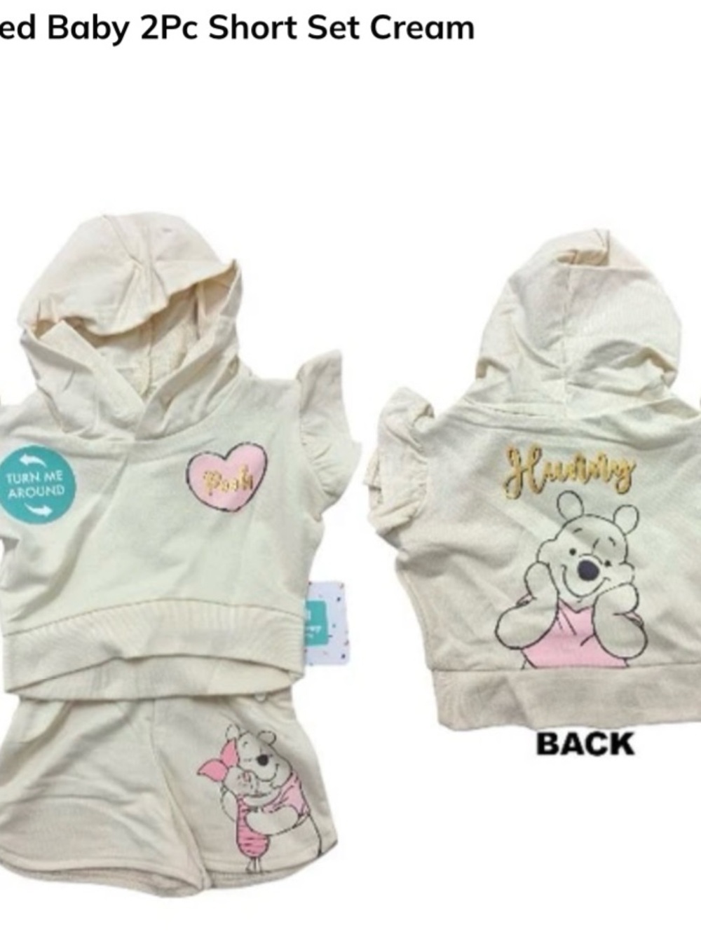 Cream Winnie the Pooh Hooded Shorts Set - Kids